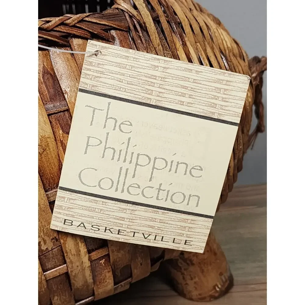 Basketville Hand Woven Wicker and Bamboo Pig Basket Planter